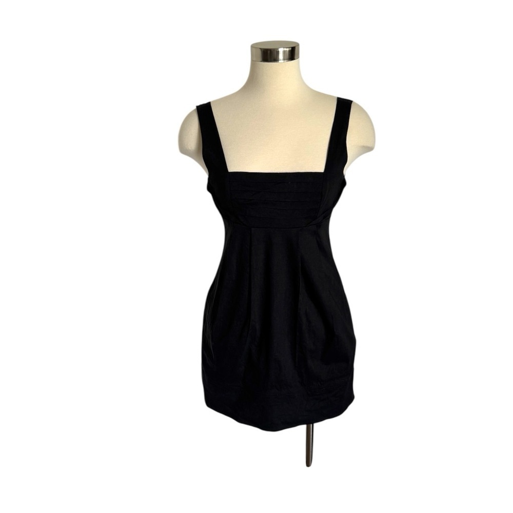 Bebe Black Babydoll Mini Dress Square Neck Sleeveless
